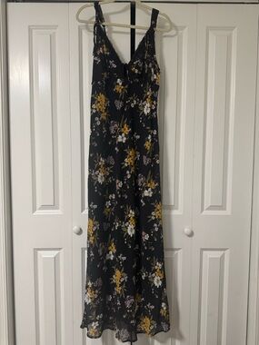 wild fable Black Floral Maxi Dress with Yellow & White Flowers